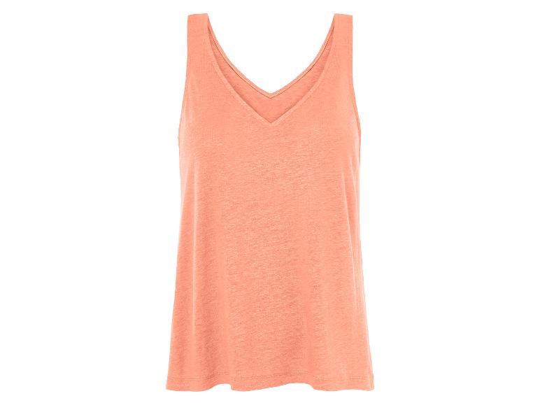 Licht koraalkleurige tanktop, zomerse stijl.