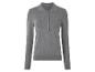 Grijze longsleeve gebreide polo met kraag en knoopsluiting.