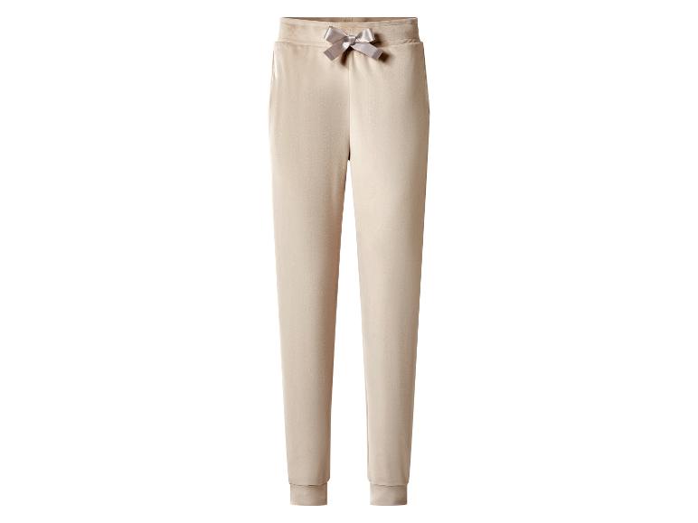 Beige joggingbroek met een decoratieve grijze strik in de taille