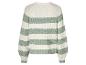 Groen en crème gestreepte trui.