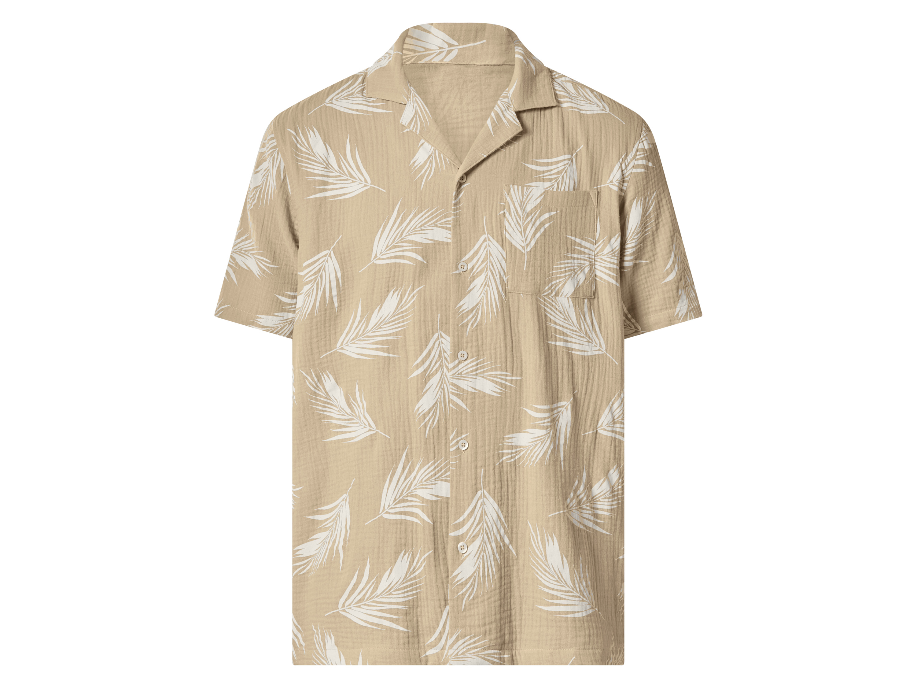 ESMARA MEN Heren mousseline overhemd (Beige/print, M)