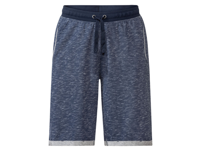 Donkerblauwe joggingbroek met witte accenten.