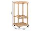 Houten keukentrolley met drie planken en wielen, ongeveer 86x38x38 cm.