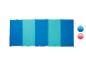 Blauwe en turquoise opvouwbare oefenmat met kleurstalen.