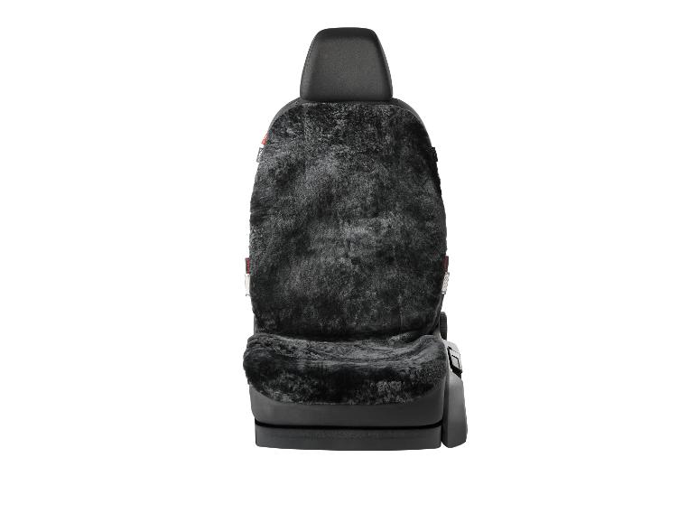 Zwarte autostoelhoes van imitatiebont.