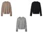 Drie merinowollen truien: beige, zwart en grijs.