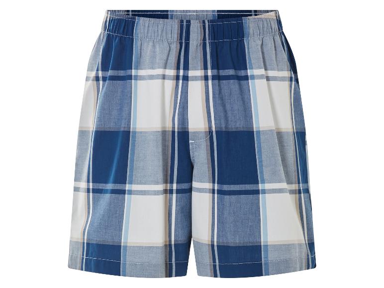 Blauw-wit geruite korte broeken van katoen.