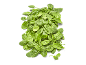 Verse groene babyspinazieblaadjes op een zwarte achtergrond.