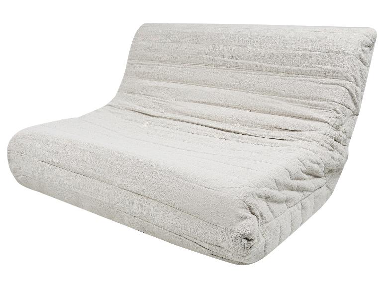 Lichtgrijze getextureerde vloerbank met horizontale stiksels