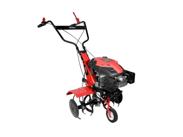 Rode en zwarte Güde tuinfrees met een klein wiel