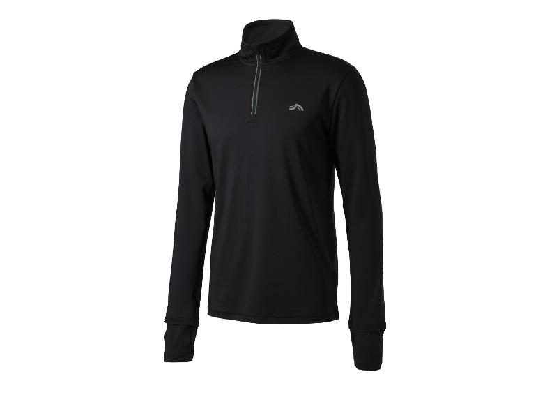 Zwart sportshirt met lange mouwen voor heren met rits