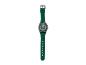 Groen herenhorloge met een donkergrijze kast en een siliconen band.