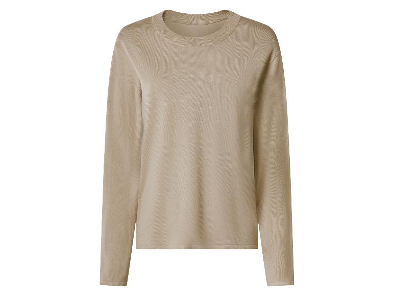 Beige trui met lange mouwen en ronde hals