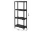 Zwart 4-laags kunststof rek met afmetingen 138cm (H) x 60cm (B) x 30cm (D).