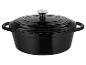 Zwarte gietijzeren pan Silvercrest met deksel.