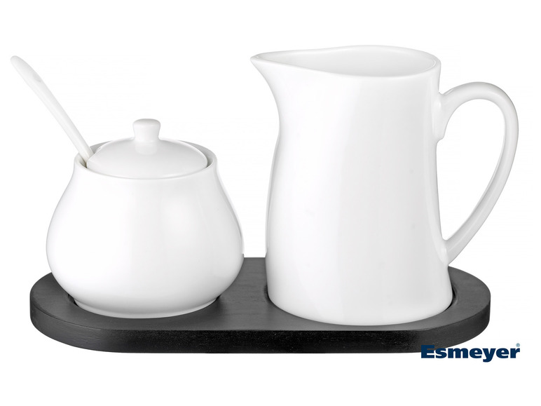 Ga naar volledige schermweergave: Esmeyer Melk- en suikerset van wit porselein - afbeelding 1