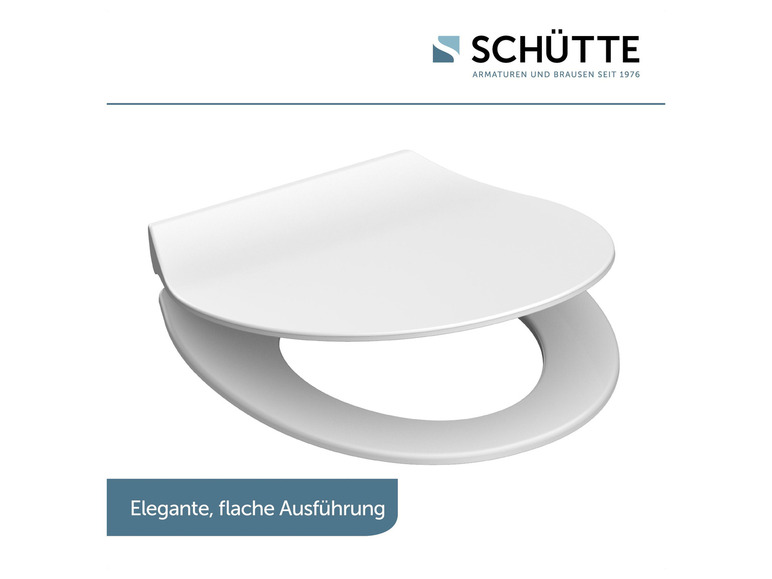 Een witte, platte wc-bril van Schütte.