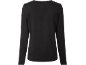 Zwarte damesblouse met lange mouwen, achterkant.