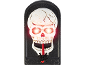 Halloween schedel deurbel met gloeiende rode ogen en een spin op de knop