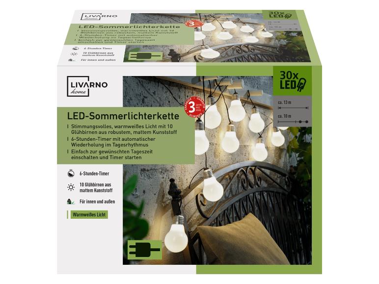LIVARNO home LED zomerlichtslinger met 10 lampen, 6-uurs timer en warmwit licht