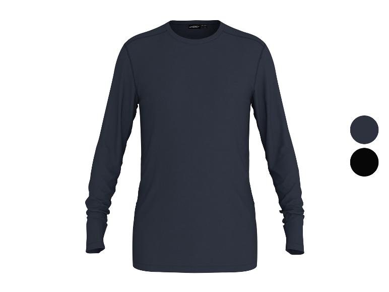 Donkerblauw heren T-shirt met lange mouwen en ronde hals, met kleuropties.