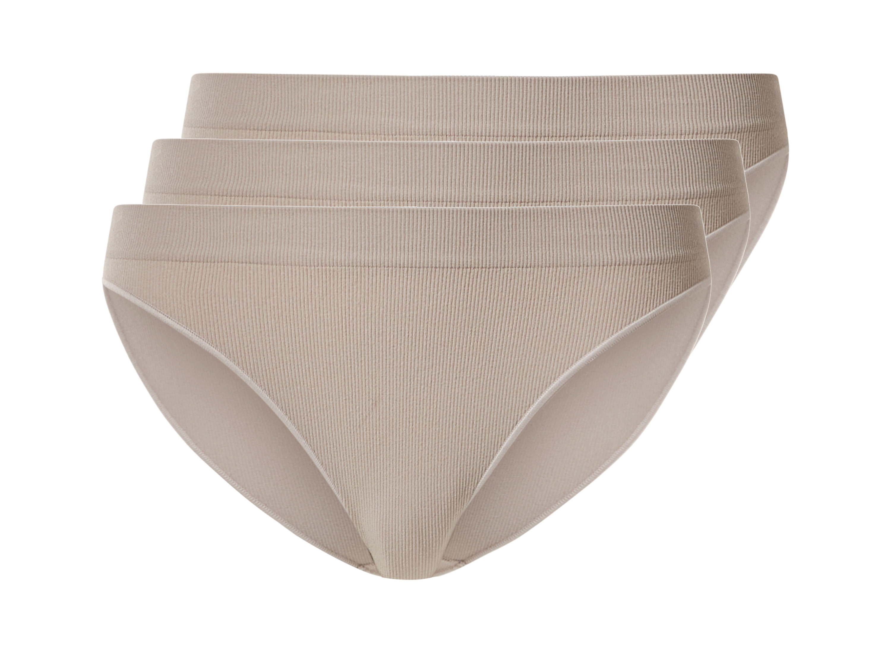 esmara Set van 3 geribde dames onderbroeken (Beige, M (40/42))