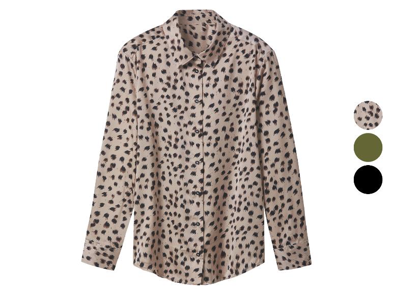 Blouse met lange mouwen en luipaardprint, met drie kleuropties.