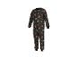 Zwart Halloween-jumpsuit met pompoen-, spinnenweb- en skeletpatronen.