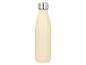 Crèmekleurige metalen thermosfles met zilveren dop