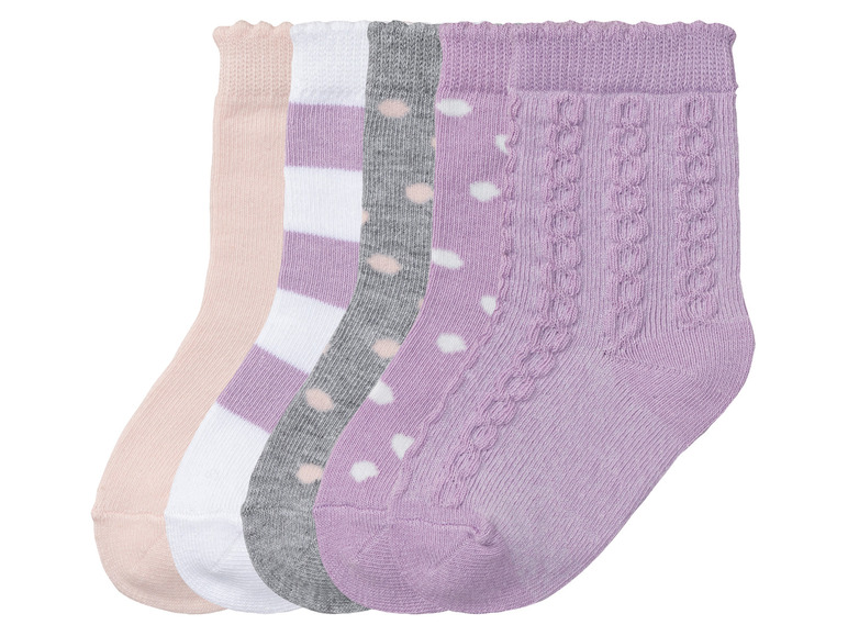 Afbeelding van lupilu 5 meisjes sokken (19/22, Wit/paars/roze/grijs)