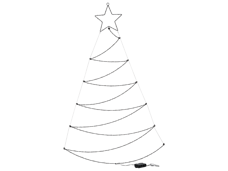 Kerstboomverlichting met ster als piek en horizontale lichtsnoeren
