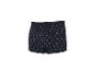 Donkerblauwe boxershort met wit ankerpatroon.