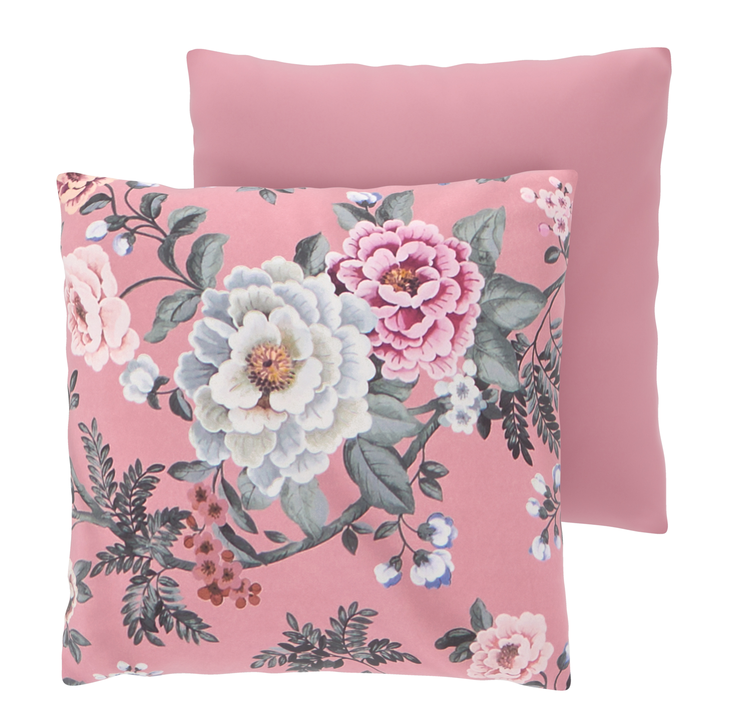 LIVARNO Polyester satijn kussenslopen, 50 x 60 cm, set van 2 (Lichtroze/bloemen)