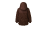 Bruine teddy fleece jas met capuchon, van achteren gezien.