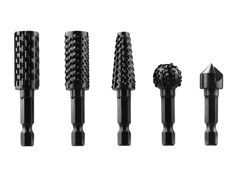 Zes verschillende soorten roterende slijpbeitels