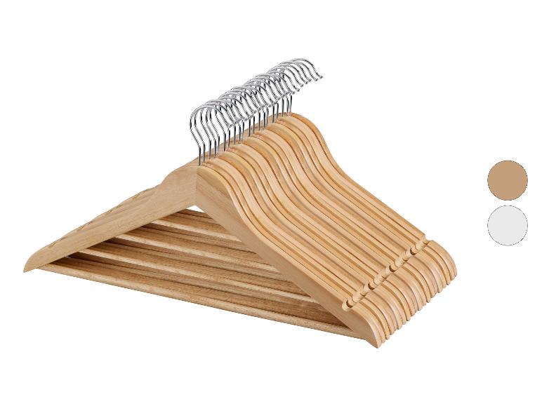 Set van 10 houten kledinghangers met metalen haken