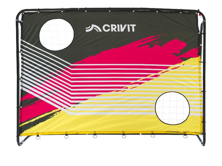 Voetbaldoek met schietgaten, zwart, rood en geel design.