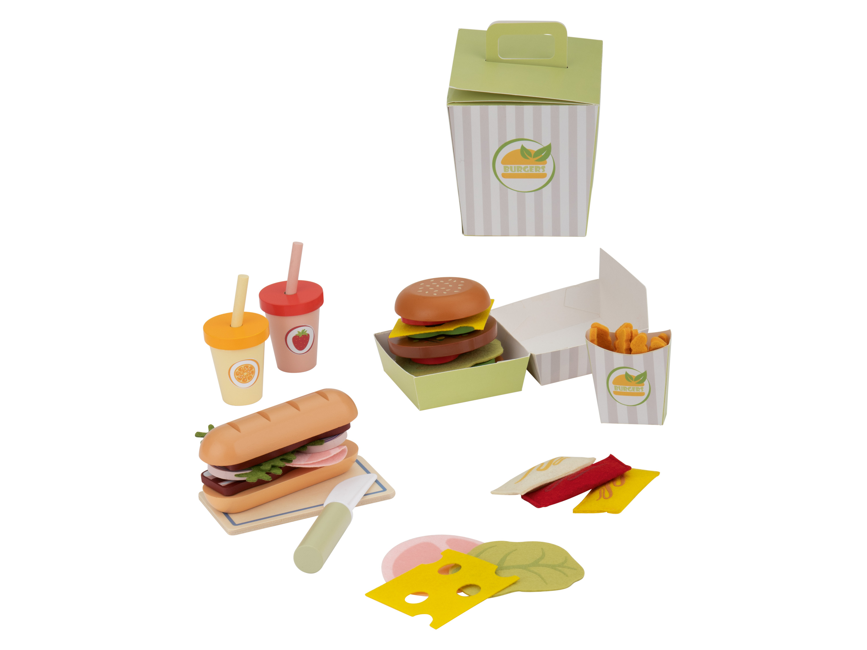 lupilu Houten eetset (Hamburger/broodje) afbeelding