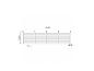 Tuinschutting met palen, afmetingen 7140 mm lang en 1850 mm hoog.