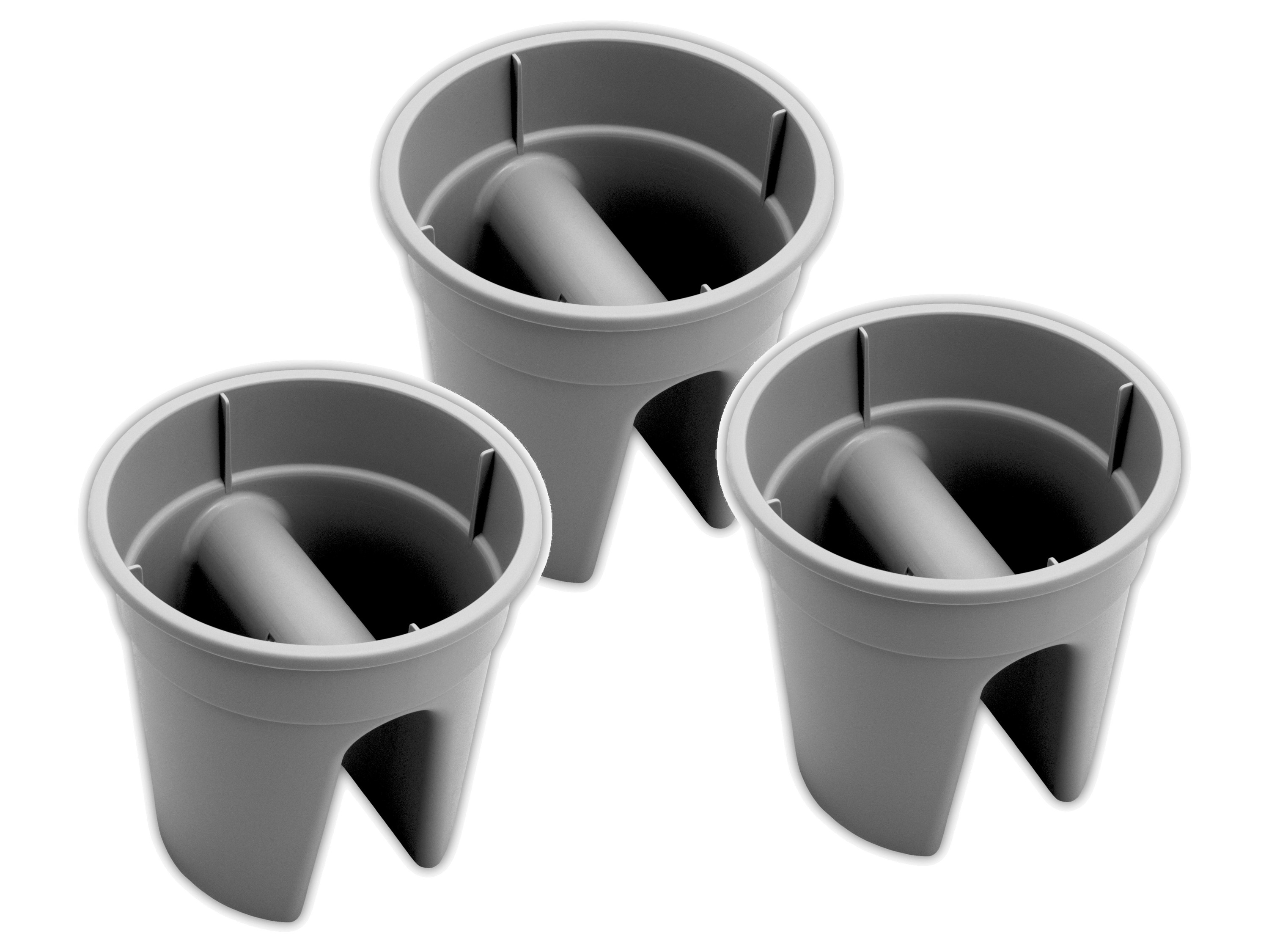 KHW Set van 3 balkon bloempotten Flowerclip (Grijs)