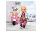 BABY born pop in glitterjasje en bedrukte jumpsuit met roze scooter.