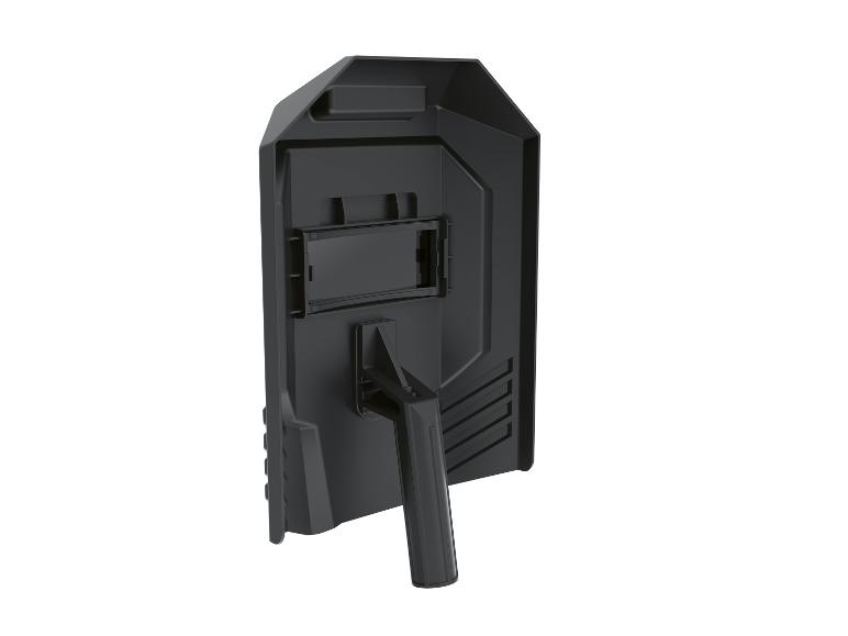 Zwarte lashelm met handvat.