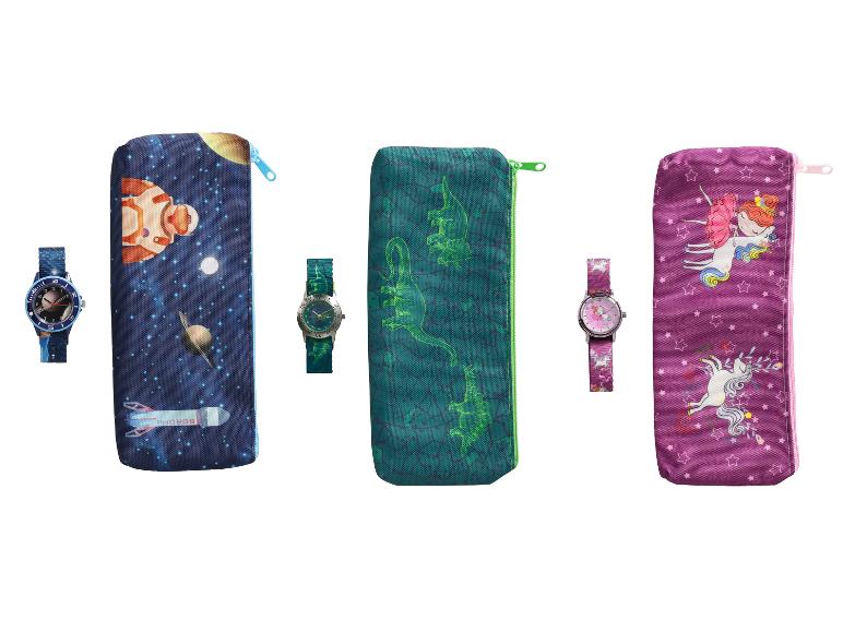 Kinderhorloges en etui's; ruimte, dinosaurussen, eenhoorns.
