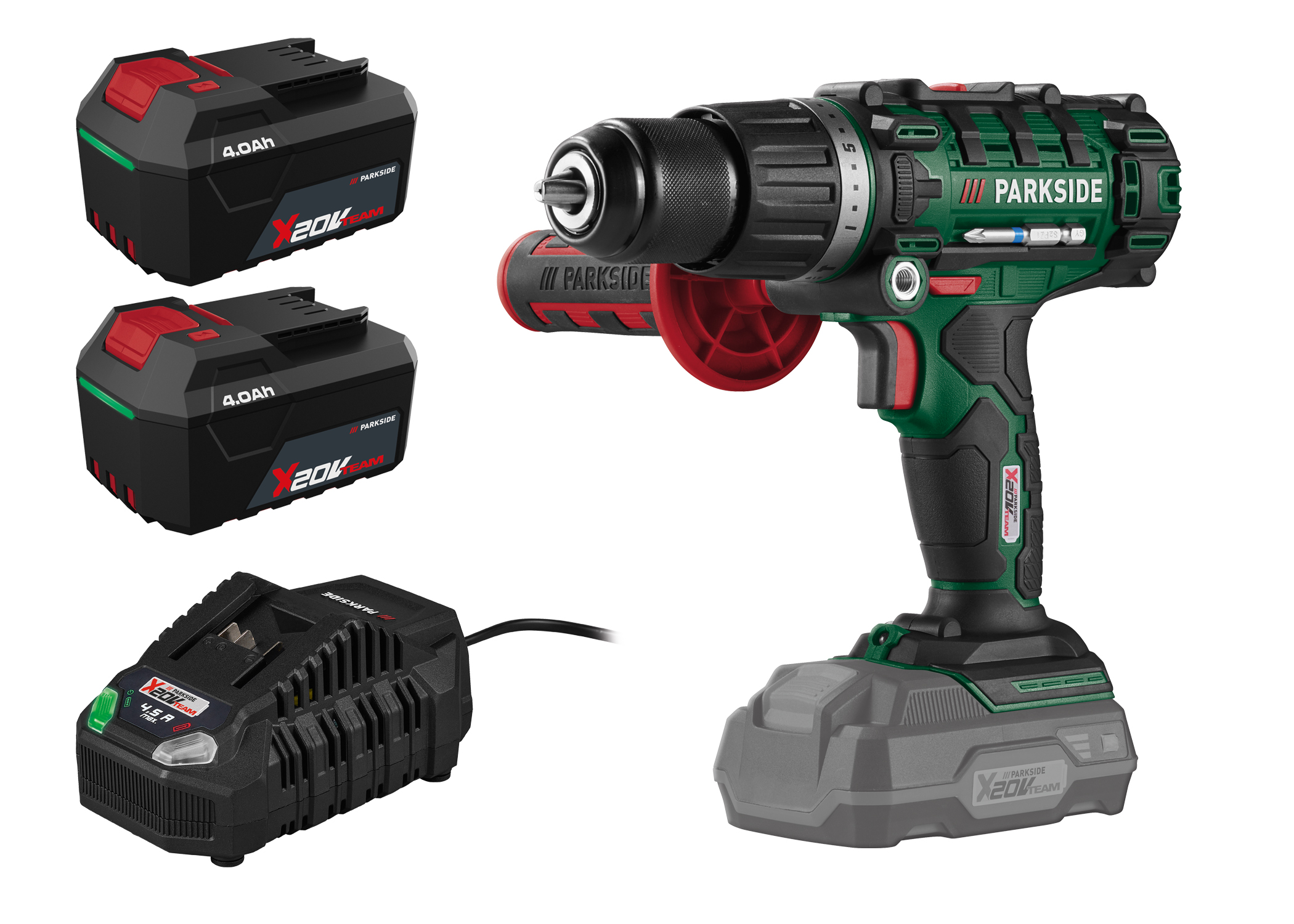 PARKSIDE Accu-klopboormachine 20 V 45 Nm, met 2 accu's 4 Ah en snellader 4,5 A