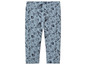 Blauwe leggings met schelpenprint.