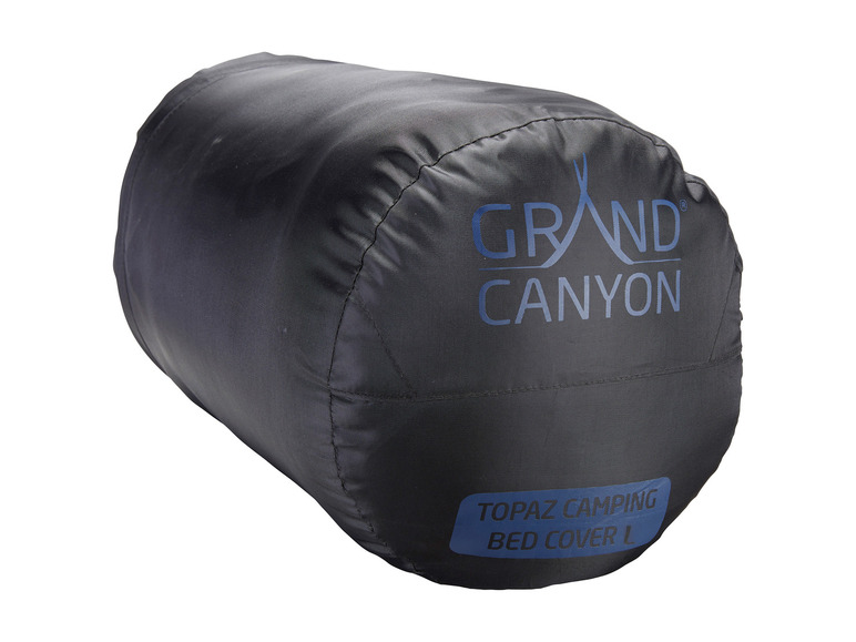 Een zwarte slaapzakhoes van Grand Canyon voor campingbedden.