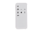 Witte afstandsbediening met aan/uit-, ventilator-, timer-, vlam-, temperatuur- en ECO-knoppen.