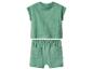 Groene kinder set met T-shirt met korte mouwen en korte broek, met zonneprint.