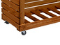 Houten opbergmand met wielen voor binnen of buiten.