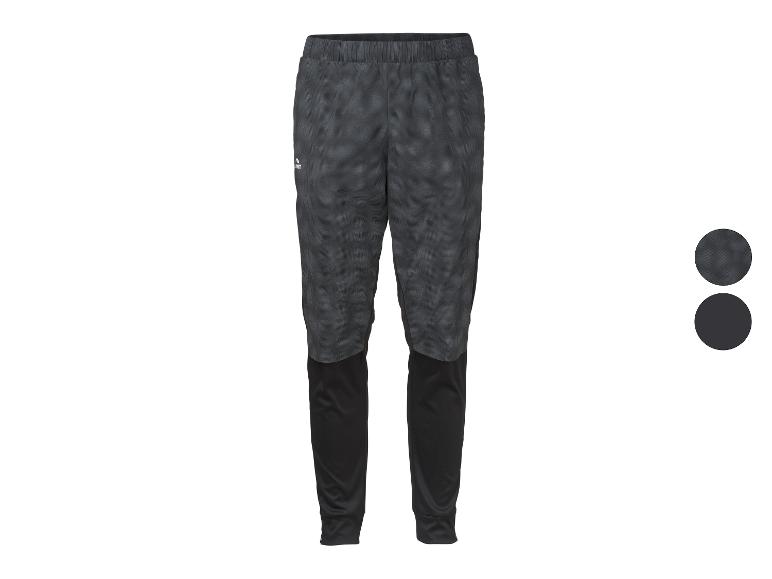Heren sportbroek van donkergrijs gemêleerde stof met zwarte onderbenen, twee kleuropties.